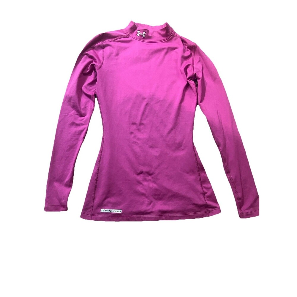 Under Armour Womens Top Shirt Fitted Coldgear Running Outdoor Pink Small